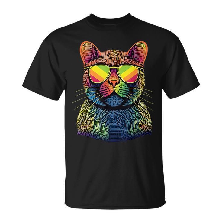 Gato Colorido Gatito Cool Catlover Camiseta unisex