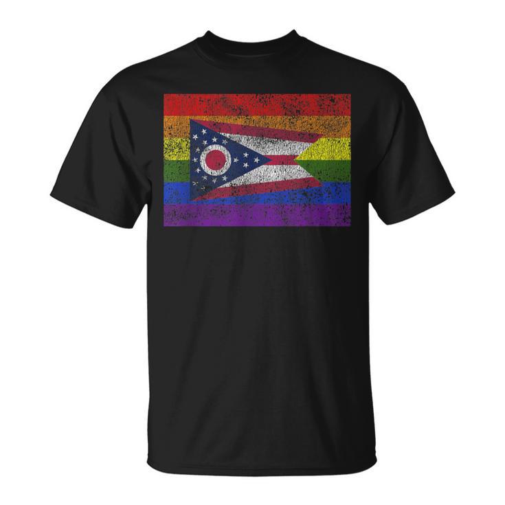 Gay Ohio Rainbow Flag For Lesbian Gay Pride T-Shirt