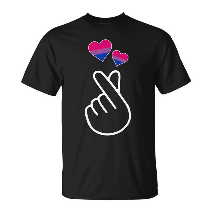 Gay Pride Month Bisexual Lgbtq Korean Finger Heart Love Kpop T-Shirt
