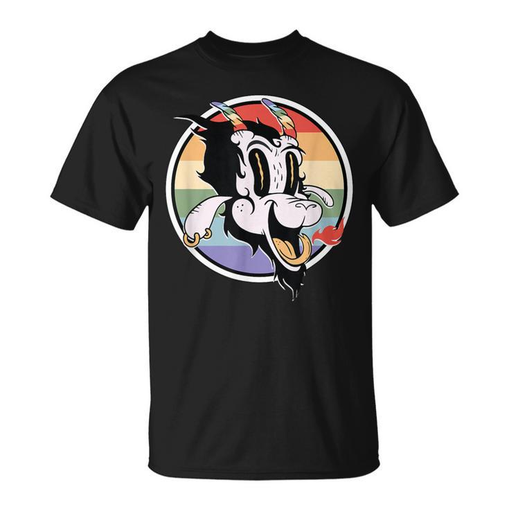 Gay Satan Rainbow Baphomet Horn Devil Goat Lgbtq Queer Pride T-Shirt