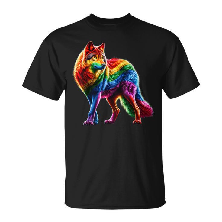 Gay Wolf Pride Lgbtq Rainbow T-Shirt