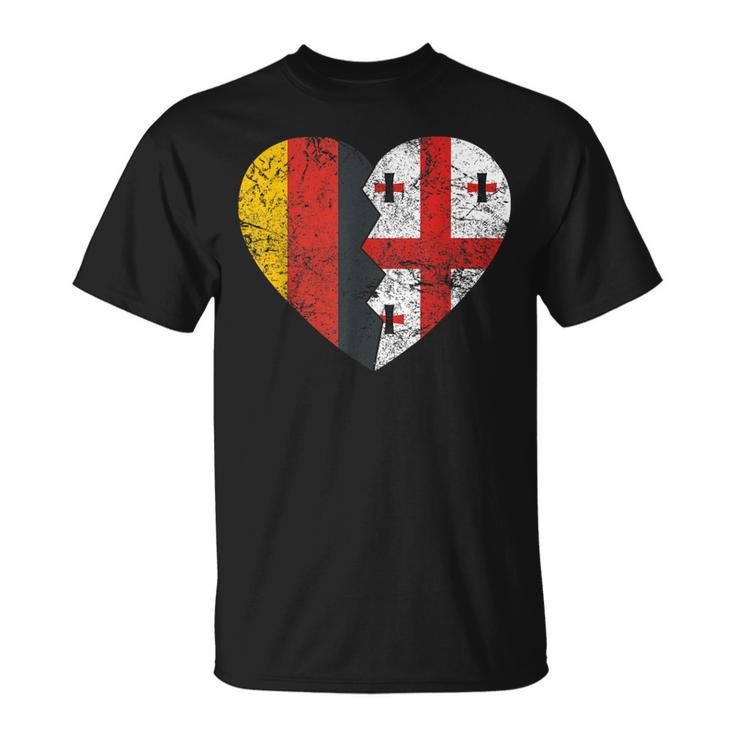 Georgische Deutsche Flagge Herz Deutschland Georgien Flagge Wurzeln T-Shirt