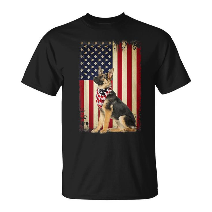 German Shepherd American Flag Independence 4Th Of July T-Shirt