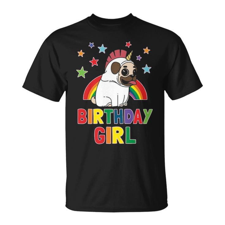Girl Birthday Unicorn Pug B Day Party Kids Idea Unipug T-Shirt