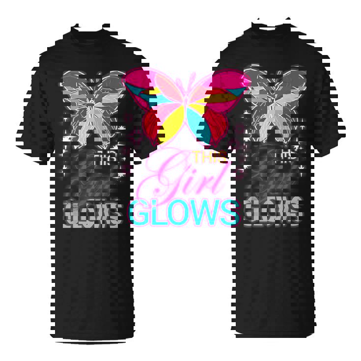 This Girl Glows Cute Girl Woman Tie Dye 80S Party Team T-Shirt