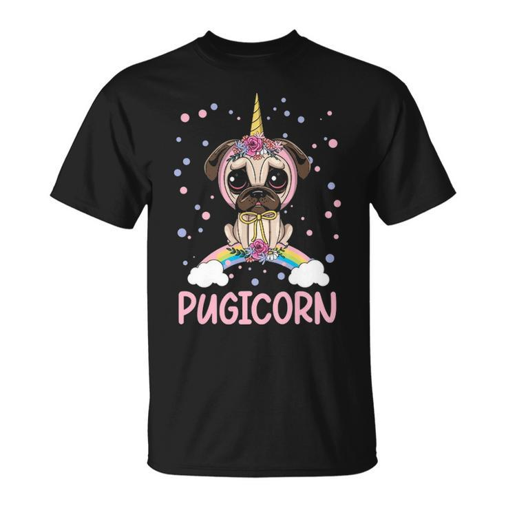 Girls Pugicorn Pug Unicorn Lover T-Shirt