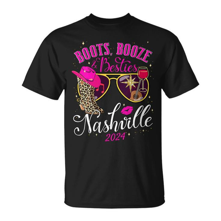 Girls Weekend Girls Trip 2024 Nashville Boots Booze Besties T-Shirt