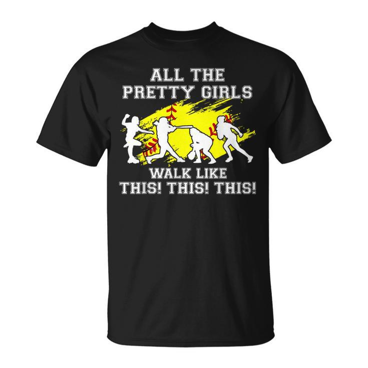Girls Walk Like This Softball Pitcher N Youth Women T-Shirt
