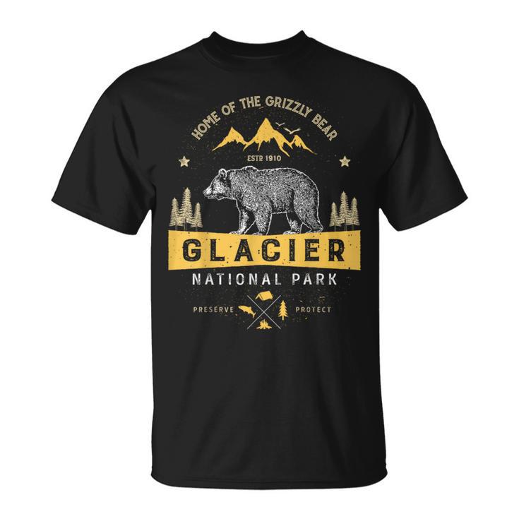 Glacier National Park T Vintage Montana Bear Women T-Shirt