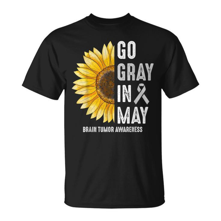Go Gray In May Support Rainbow Brain Cancer Tumor Awareness T-Shirt