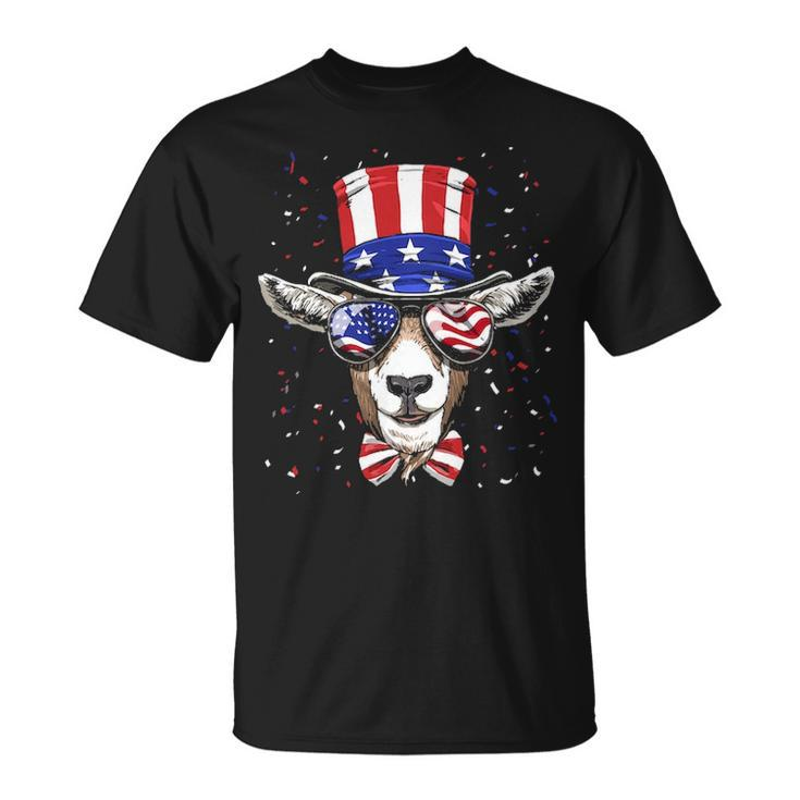 Goat 4Th Of July American Goat Usa Flag T-Shirt