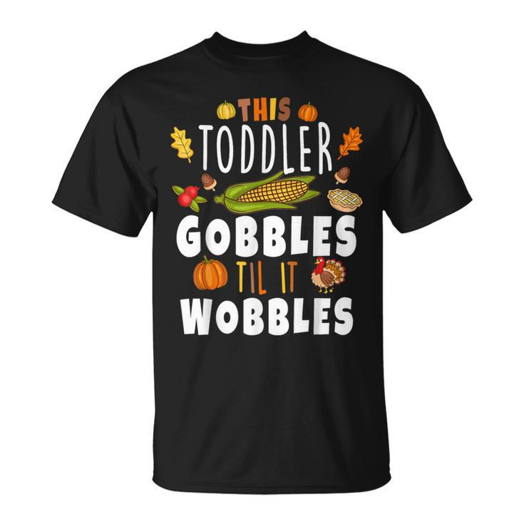 Gobble Till You Wobble Toddler Boys Thanksgiving Pumpkin T-Shirt