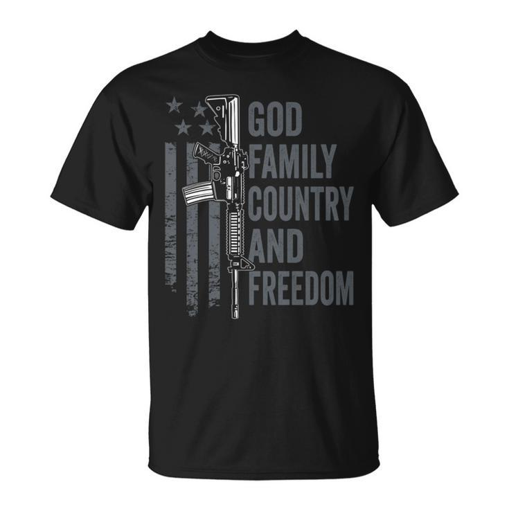 God Family Country Freedom 2Nd Amendment Pro Gun Ar15 T-Shirt