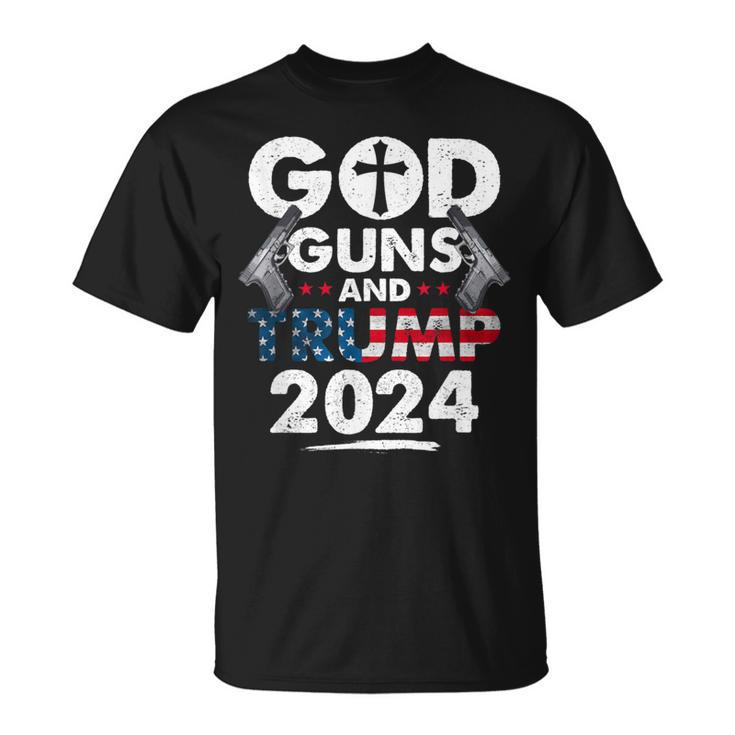 God Guns And Trump 2024 Usa American Flag T-Shirt