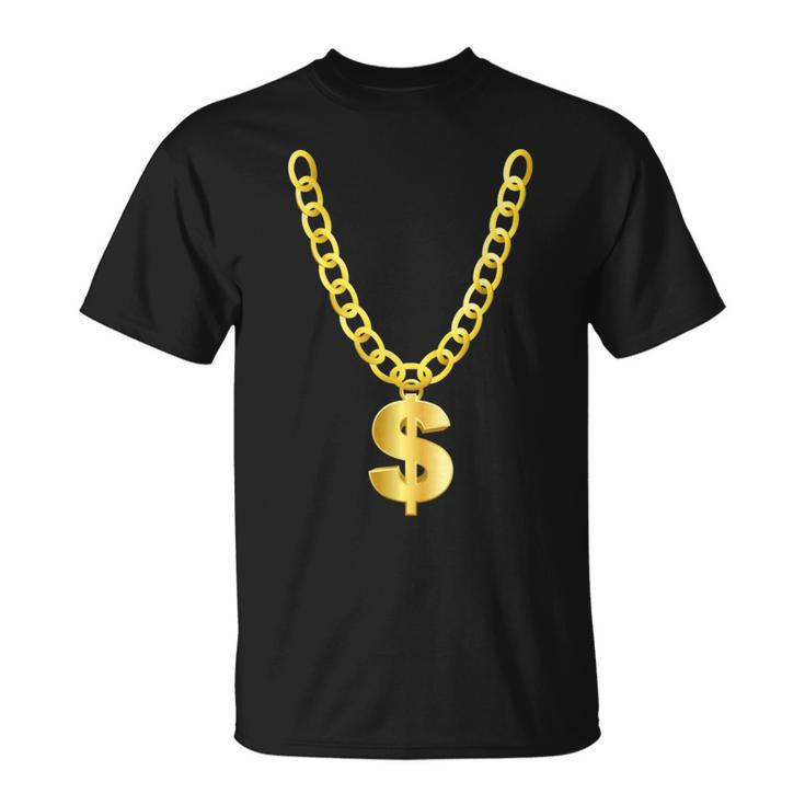 Gold Chain Necklace Dollar Sign Gangsta T-Shirt