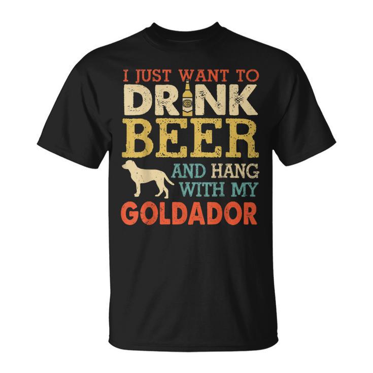 Goldador Dad Drink Beer Hang With Dog Vintage T-Shirt