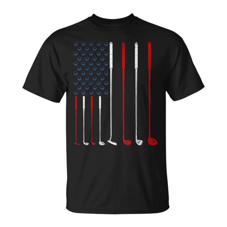 Golf Clubs American Flag T-Shirt