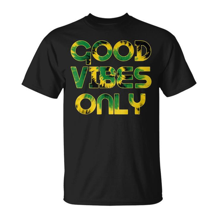 Good Vibe Only Jamaica Flag Tie Dye Positive Vibes Only T-Shirt