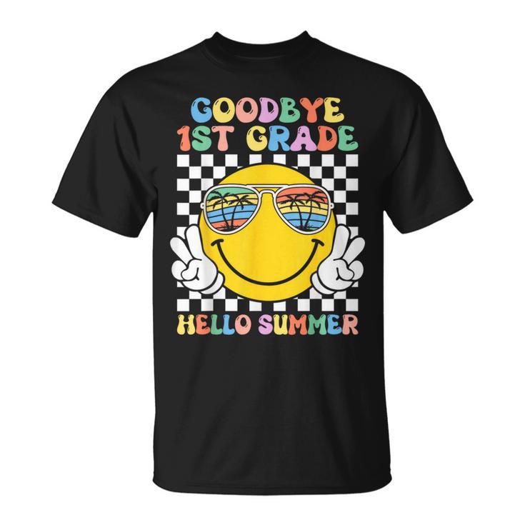 Goodbye 1St Grade Hello Summer Groovy First Grade Graduation T-Shirt