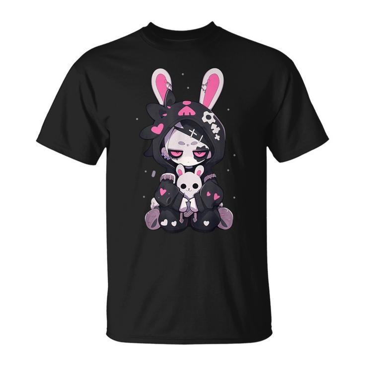 Goth Bunny Anime Girl Cute E-Girl Gothic Outfit Grunge T-Shirt
