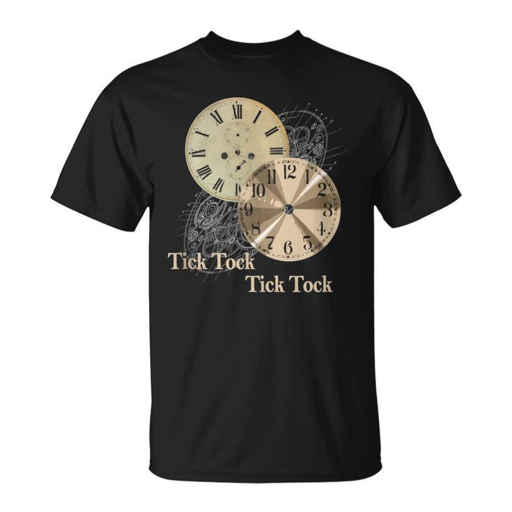 Grandfather Alarm Clock Time Tick Tock Clock Collector T-Shirt