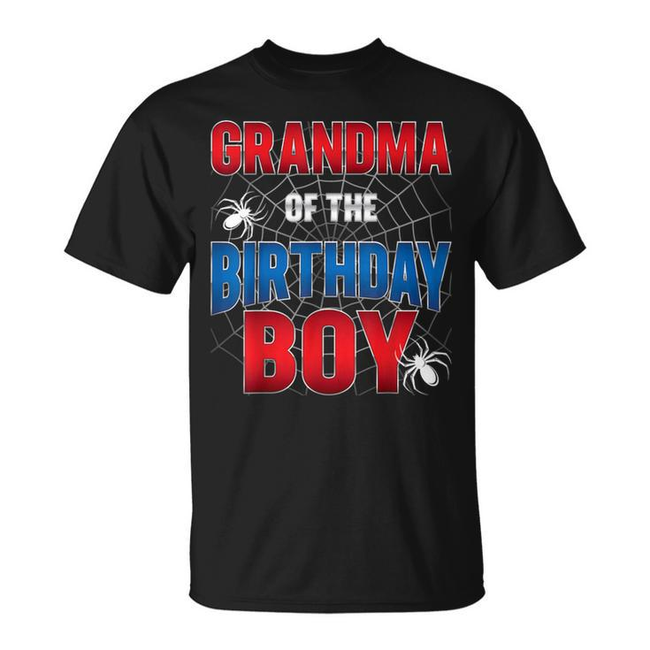 Grandma Of Birthday Boy Costume Spider Web Birthday Party T-Shirt