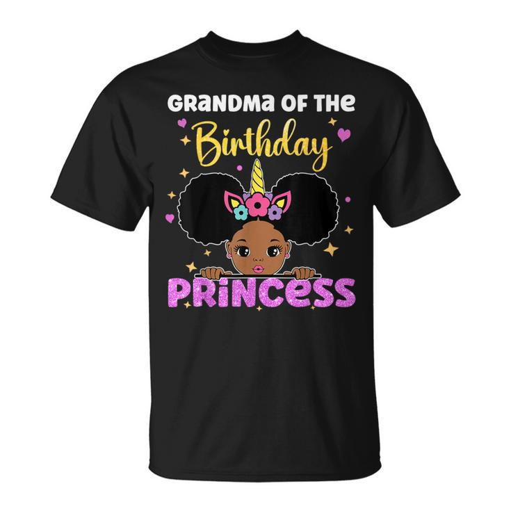 Grandma Of The Birthday Princess Melanin Afro Unicorn Cute T-Shirt