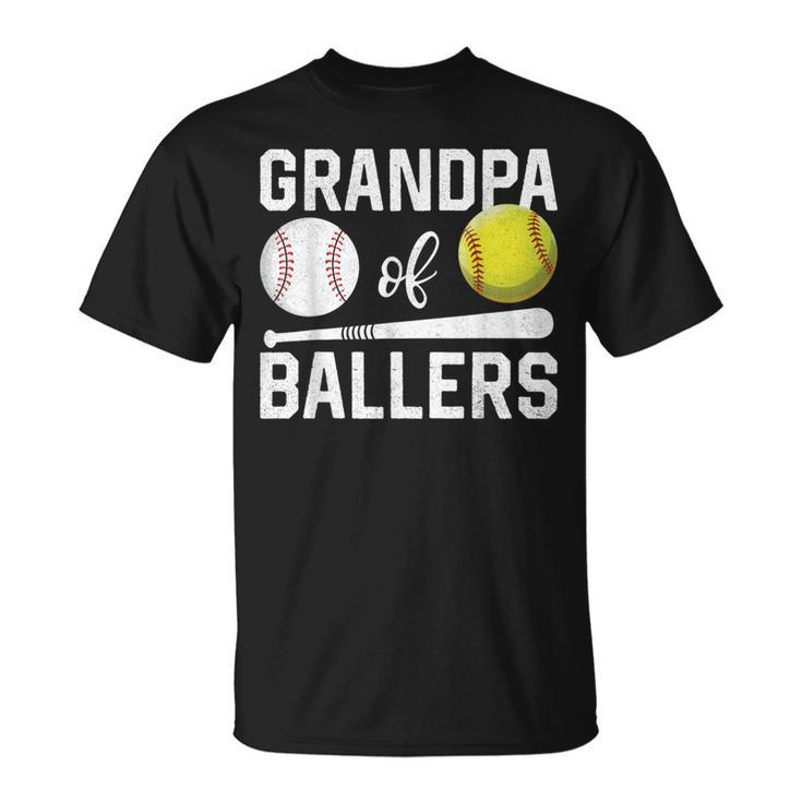 Grandpa Of Ballers Baseball Softball Father's Day T-Shirt
