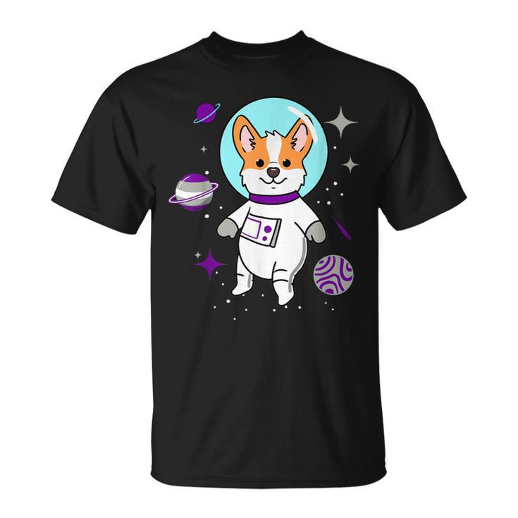 Graysexual Corgi In Space Graysexual Pride T-Shirt