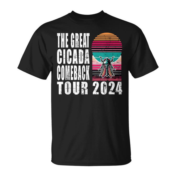 Great Cicada Comeback Tour 2024 Insect Invasion Retro T-Shirt