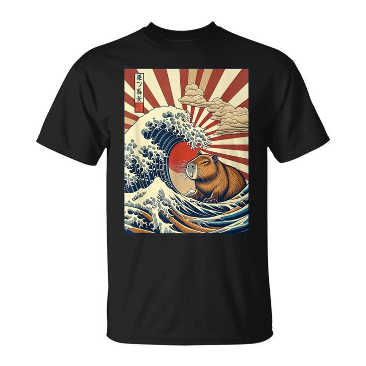 The Great Wave Off Kanagawa Capybara Capyzilla Monster T-Shirt
