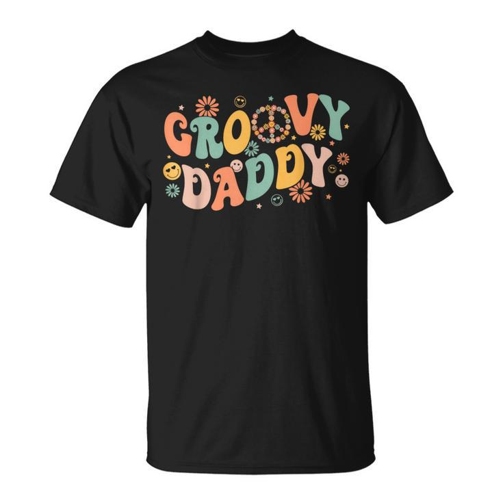 Groovy Daddy Birthday Party Peace Sign Dad 60S 70S Hippie T-Shirt