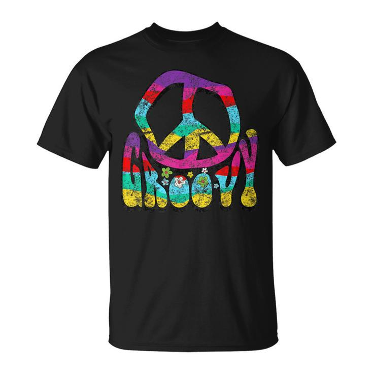 Groovy Hippie 60S 70S Distressed Peace Sign Retro T-Shirt