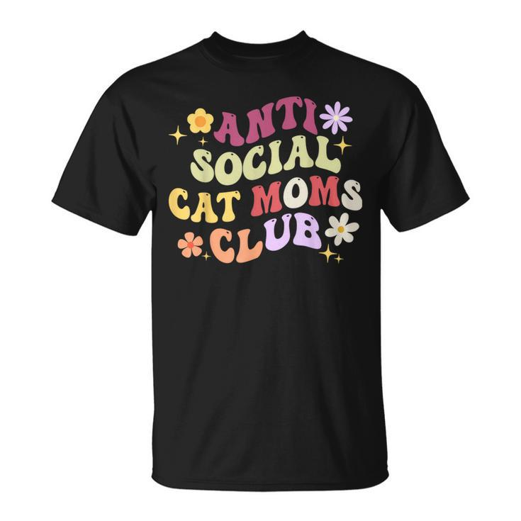 Groovy Retro Anti Social Cat Moms Club Mother's Day T-Shirt
