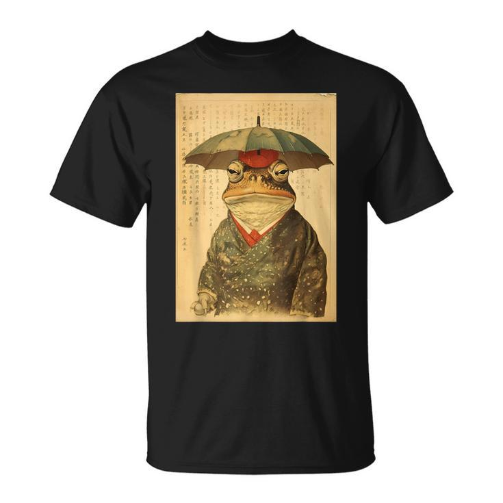 Grumpy Frog Unimpressed Toad Vintage Japanese Aesthetic T-Shirt