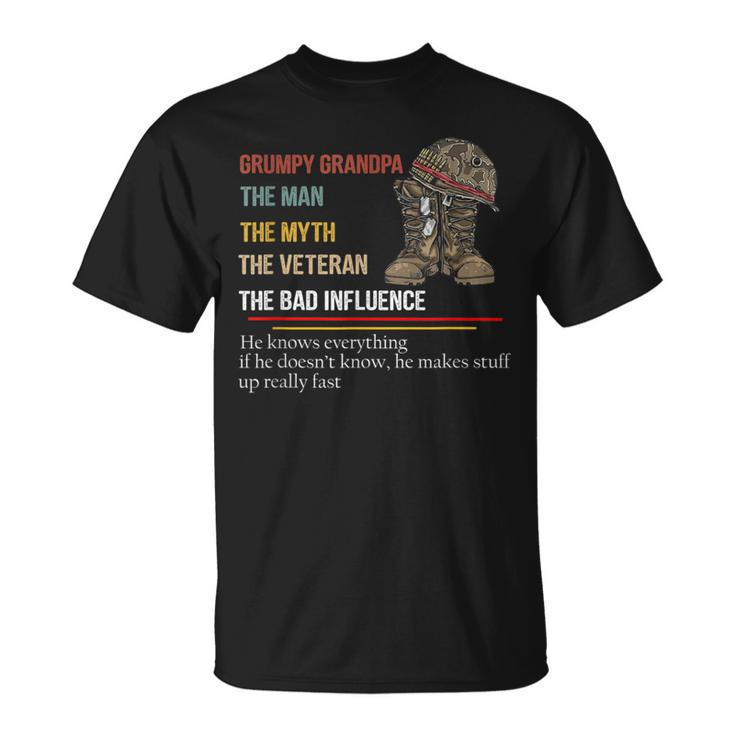 Grumpy Grandpa The Man The Myth The Veteran The Bad T-Shirt