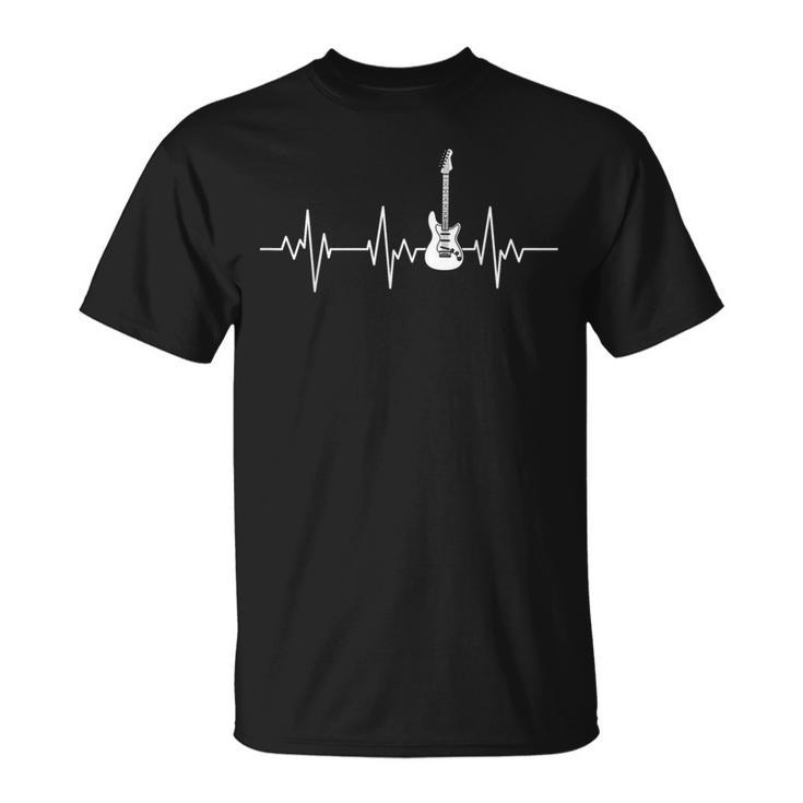 Guitar Guitarist Electric Guitar Heartbeat Rock Music T-Shirt