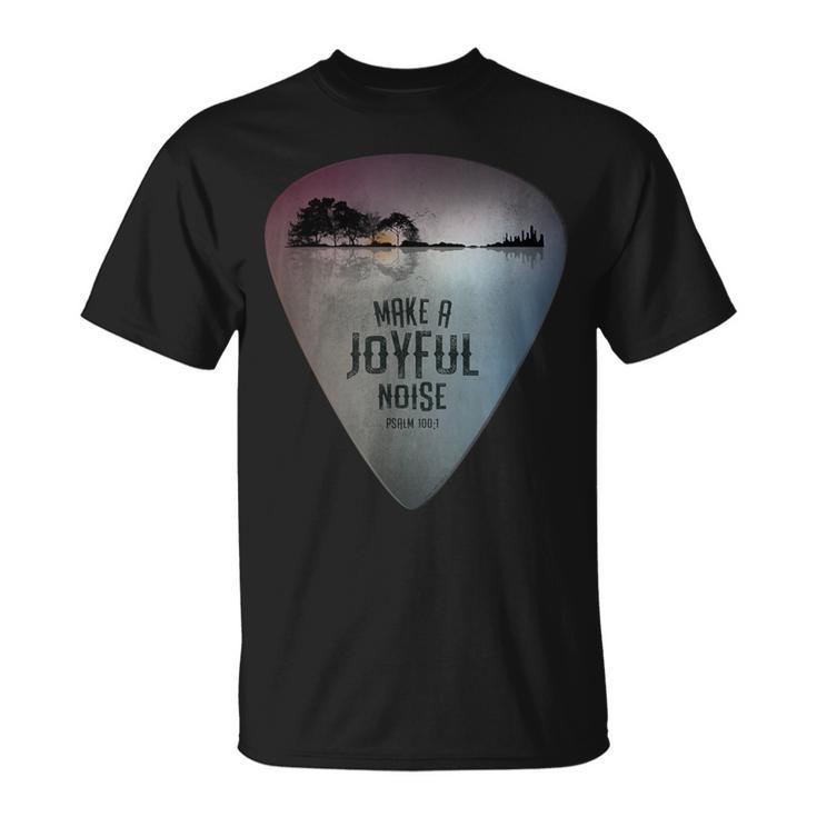 Guitar Lake Reflections Make A Joyful Noise Bible Verse T-Shirt