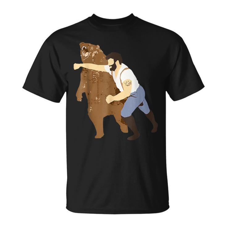Guy Punching Bear For Women T-Shirt