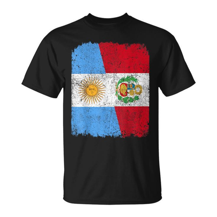 Half Argentinian Half Peruvian Flag Heritage Pride Roots T-Shirt