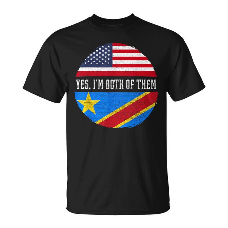 Half Congolese Usa Flag Democratic Republic Of The Congo T-Shirt