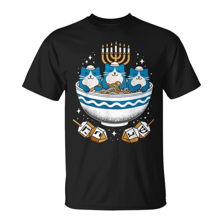 Hanukkah Jewish Cat Ramen Pajamas Hanukkah Pjs T-Shirt