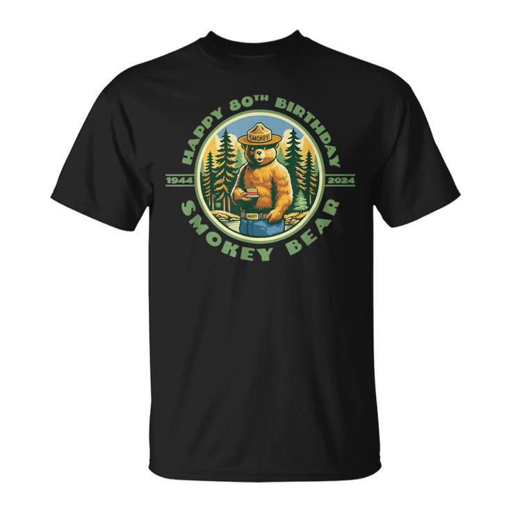 Happy 80Th Birthday Smokey Bear 1944-2024 Retro Cupcake T-Shirt