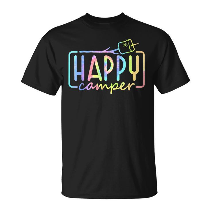 Happy Camper Tie Dye Rainbow Camping Hippie Girls T-Shirt