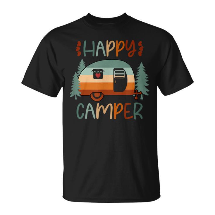 Happy Camper Vintage Distressed Matching Cute Camping T-Shirt