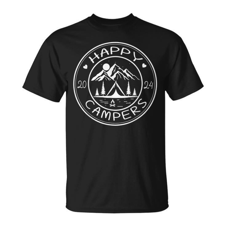 Happy Campers 2024 Friends Camping Adventures In Outdoors T-Shirt