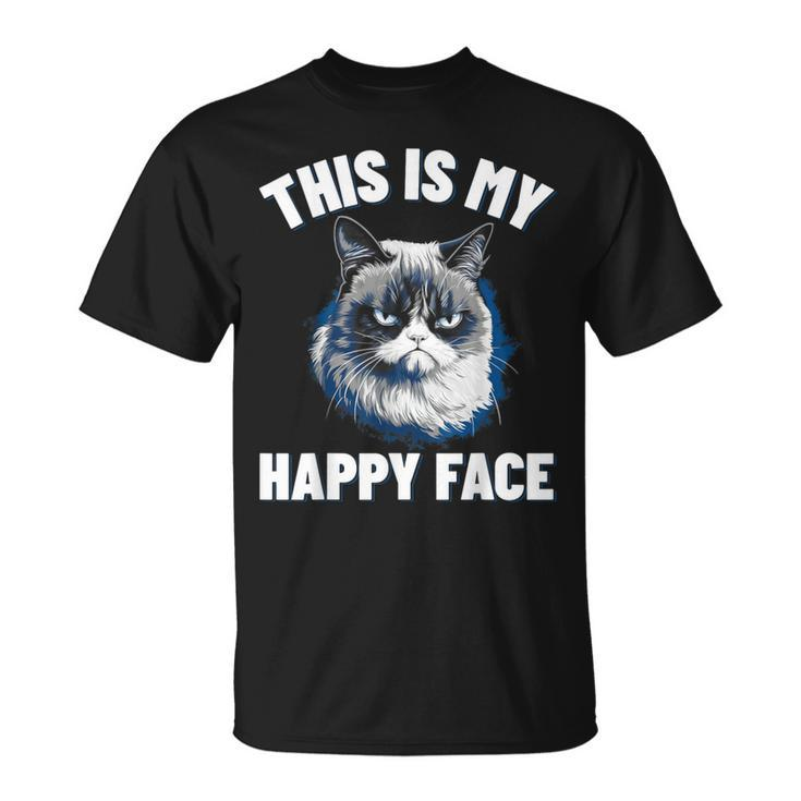 This Is My Happy Face Cat With Grumpy Face Cat Lover T-Shirt