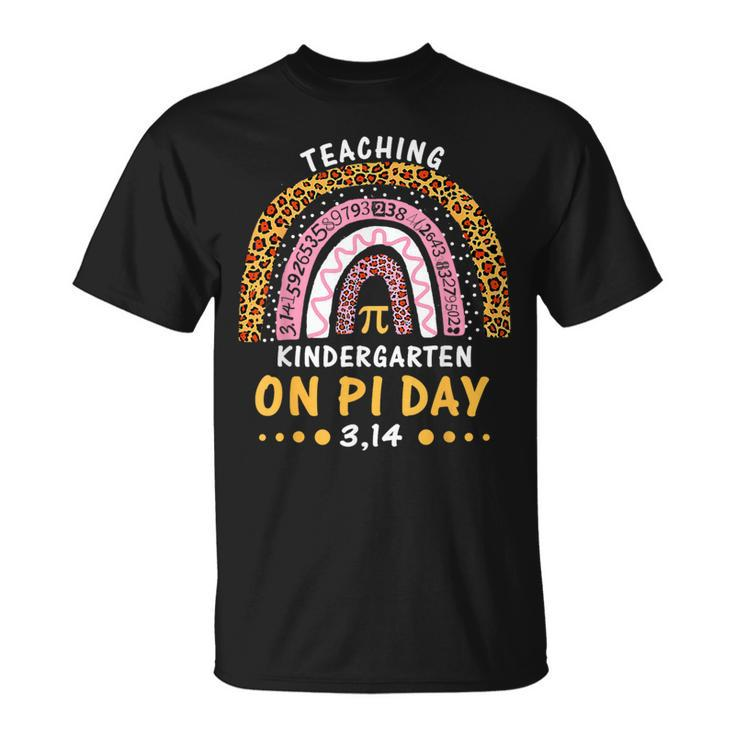Happy Pi Day Kindergarten Math Teachers Leopard Rainbow T-Shirt