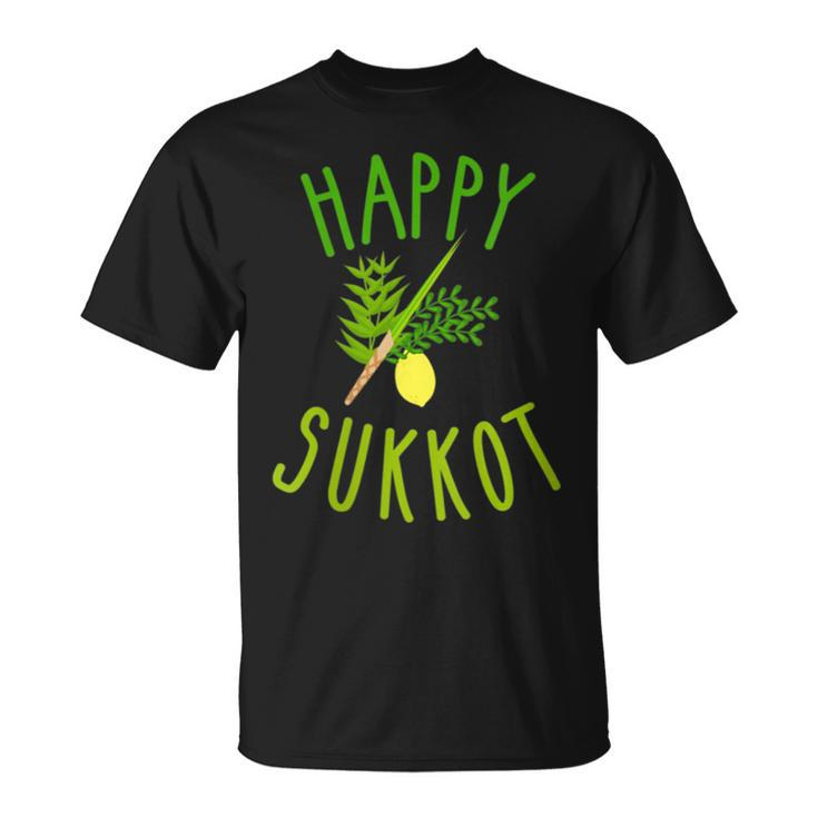 Happy Sukkot Four Species Jewish Holiday Israel Sukkah T-Shirt