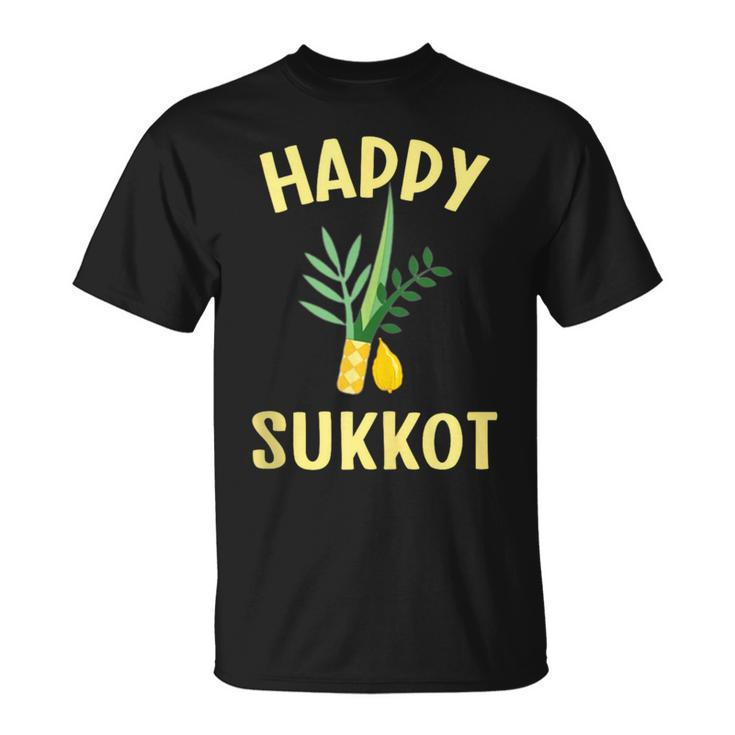 Happy Sukkot The Four Species Lulav Etrog Jewish Israeli T-Shirt